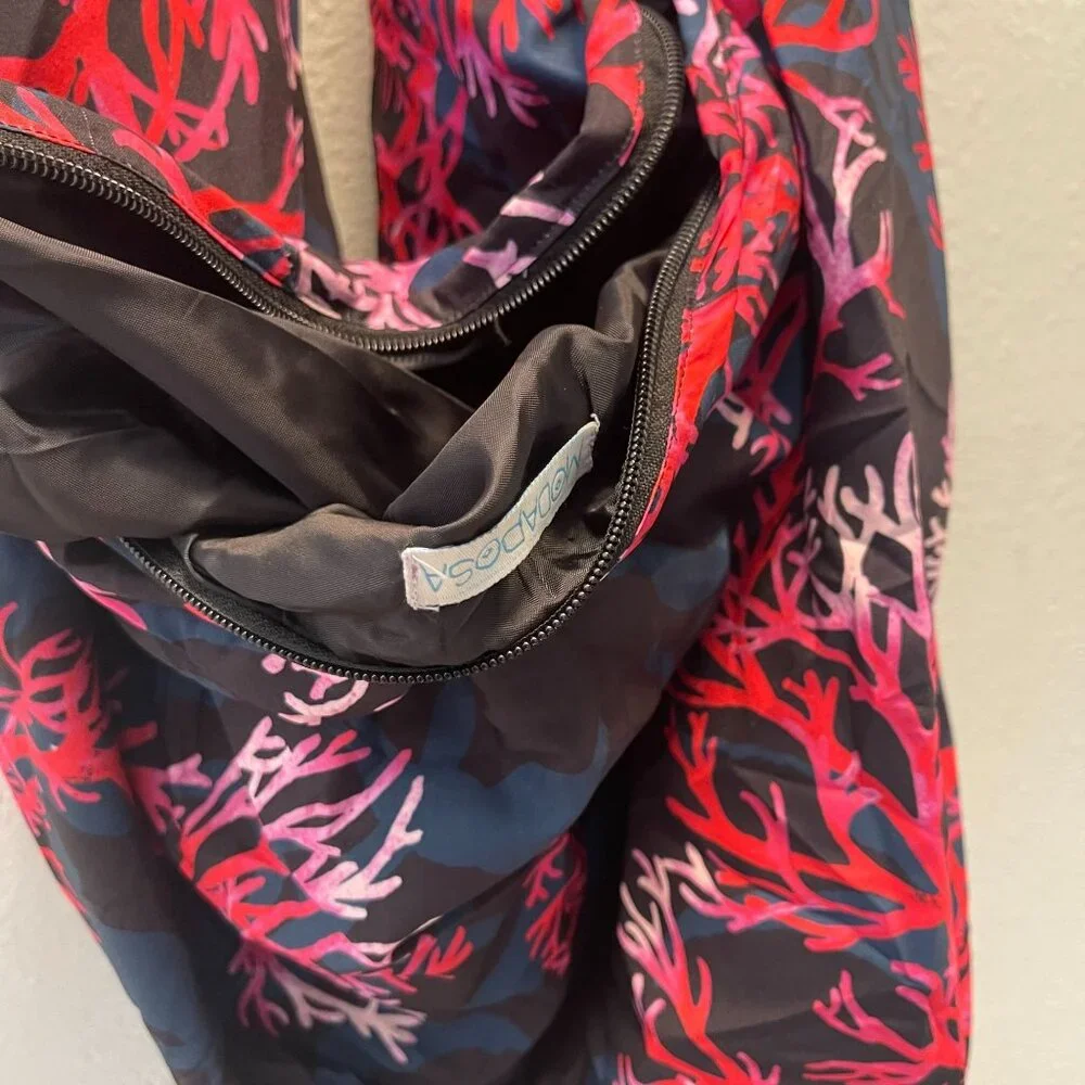 MODAPOSA Large Hobo‎ Bag Coral Print Black Pink Red Lightweight Shoulder Tote